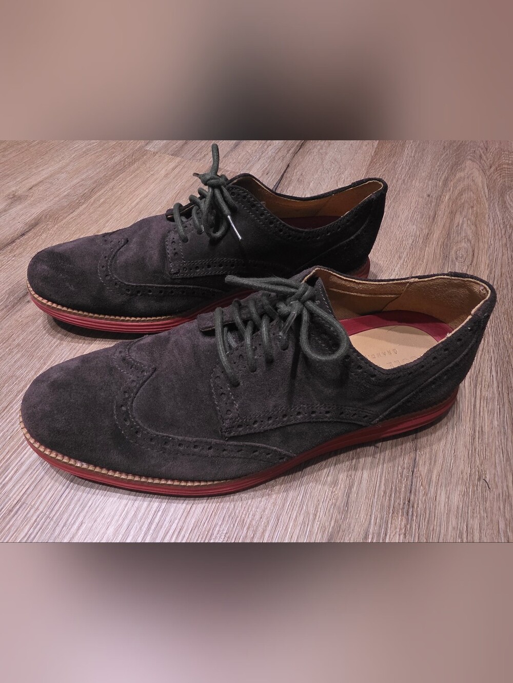 Cole Haan OriginalGrand Suede Wingtip Oxfords Men's 9.5 M (C23411) After Dark